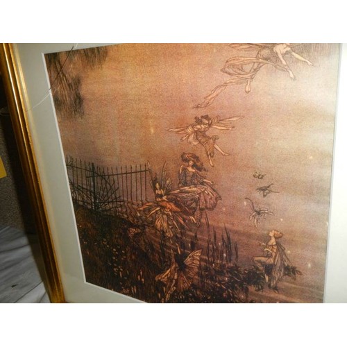 743 - Two gilt framed fairy prints. Collect Only.