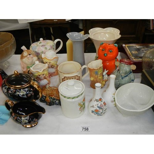 758 - A mixed lot of teapots, bowls etc.,