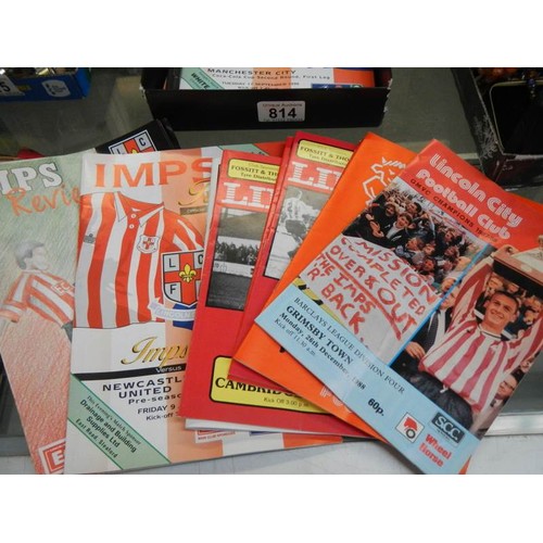 814 - A quantity of Lincoln City football programmes.