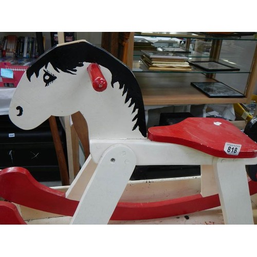 818 - A 20th century wooden rocking horse, COLLECT ONLY.