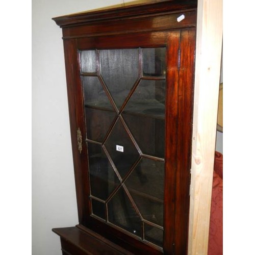 827 - A Victorian mahogany astragal glazed corner cabinet on stand, COLLECT ONLY.