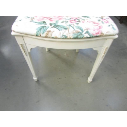 679 - A white painted and upholstered French style chair, COLLECT ONLY.