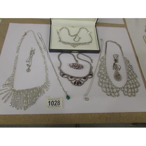 1028 - A good lot of diamonte' and other necklaces.