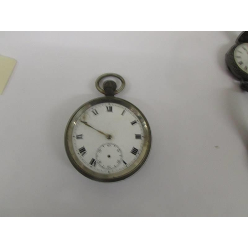 1039 - Two pocket watches and a silver ladies wrist watch, a/f for spares or repair.