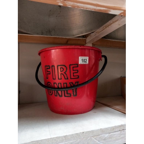 102 - A vintage plastic embossed 'Fire Only' bucket