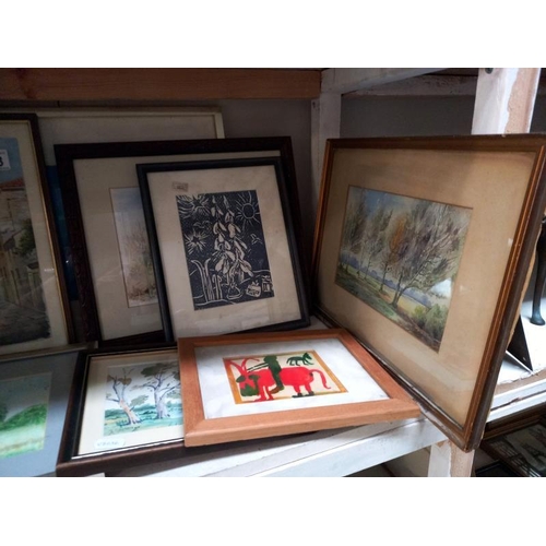 103 - A quantity of framed & glazed watercolours & prints etc.