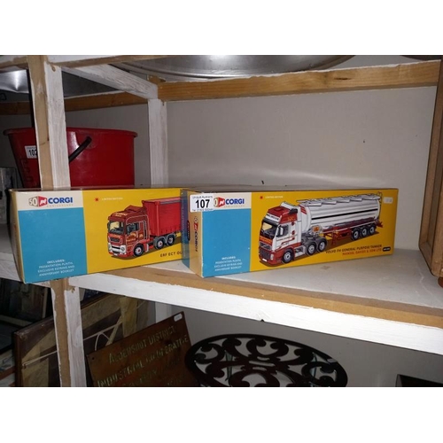 107 - 2 Corgi 50th Anniversary No. 14001 & 13418 lorries