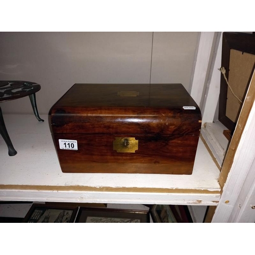 110 - A Victorian mahogany writing box with one inkwell.