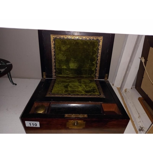 110 - A Victorian mahogany writing box with one inkwell.