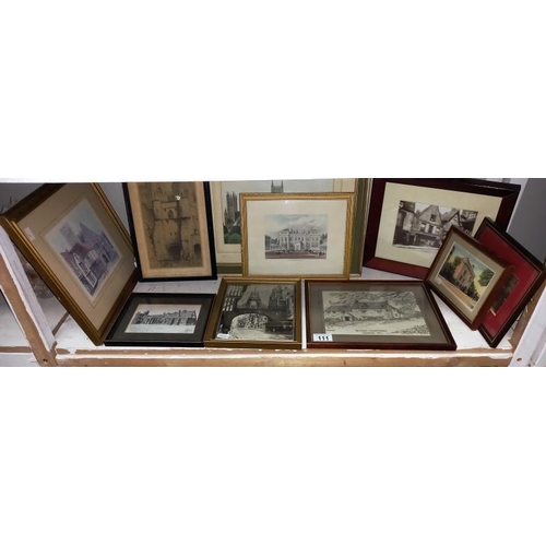 111 - A quantity of framed & glazed pictures including pencil drawings etc.