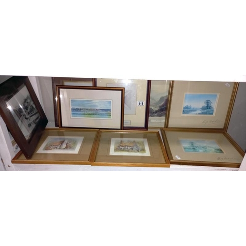 115 - A quantity of framed & glazed watercolours etc.