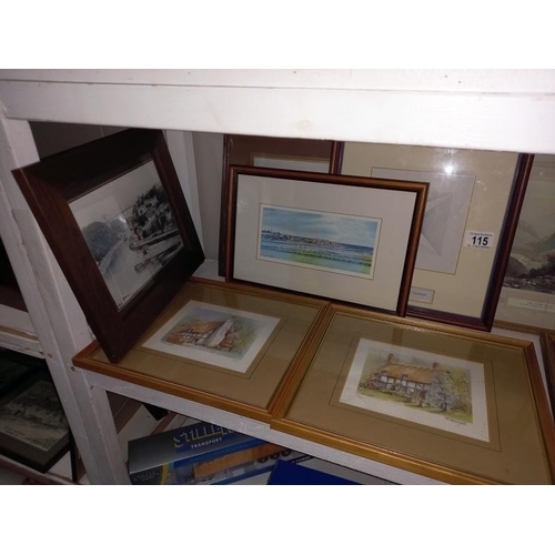 115 - A quantity of framed & glazed watercolours etc.