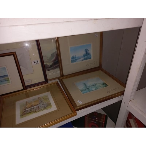 115 - A quantity of framed & glazed watercolours etc.