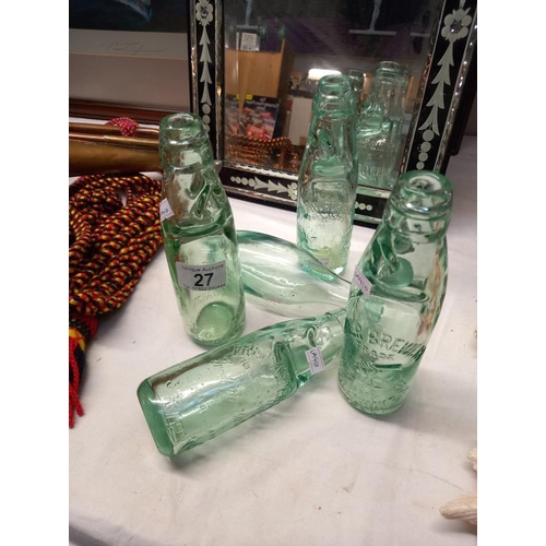 27 - 4 vintage small CODD bottles & 1 other