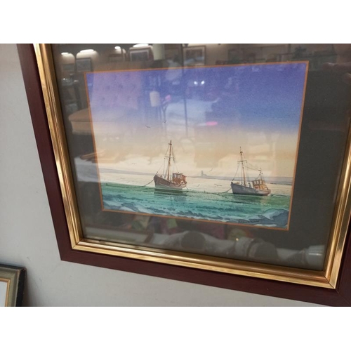 35 - A pair of framed & glazed seascape watercolours, signed Alan Whitehead