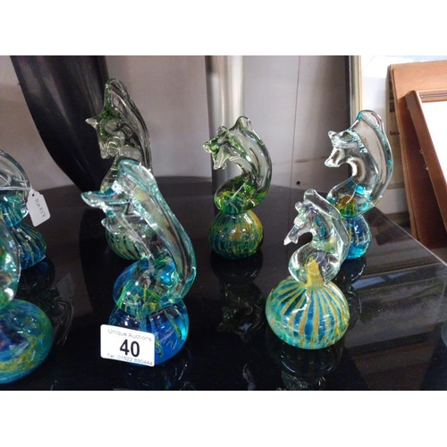 40 - Ten Mdina glass seahorse paperweights, various sizes.