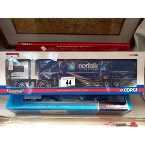 44 - 3 Corgi classics & 1 Siku Die cast commercial vehicles (2 boxes A/F)