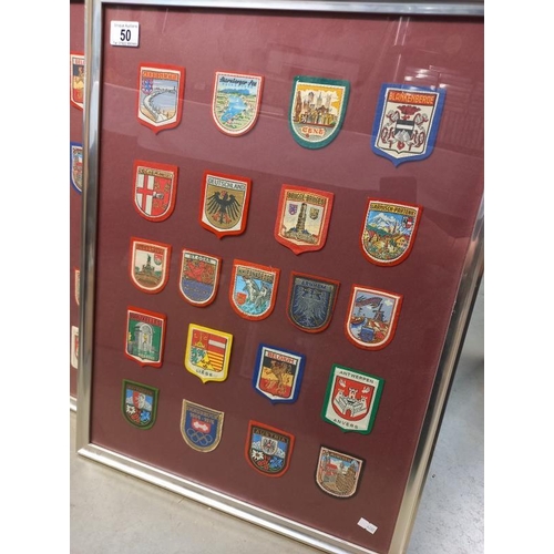 50 - 38 framed vintage tourist cloth patch badges