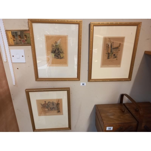 68 - 3 framed & glazed prints with gilt frames being Peter Pan, Baldwins End & St Annes Gate by Marjorie ... 