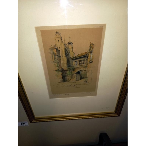 68 - 3 framed & glazed prints with gilt frames being Peter Pan, Baldwins End & St Annes Gate by Marjorie ... 