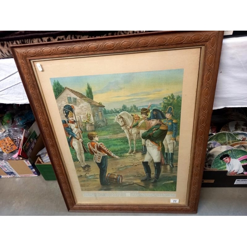 77 - A large framed vintage print ' No retreat Napoleon & the Drummer boy' (65cm x 80cm) COLLECT ONLY