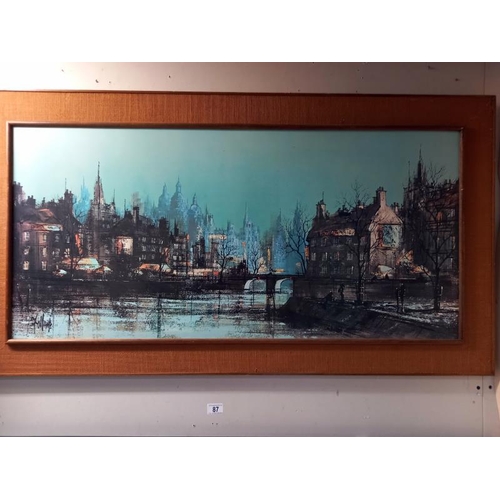 87 - 2 large prints by Ron Folland, Hamlet Bridge & spires of Paris (128cm x 58cm) COLLECT ONLY