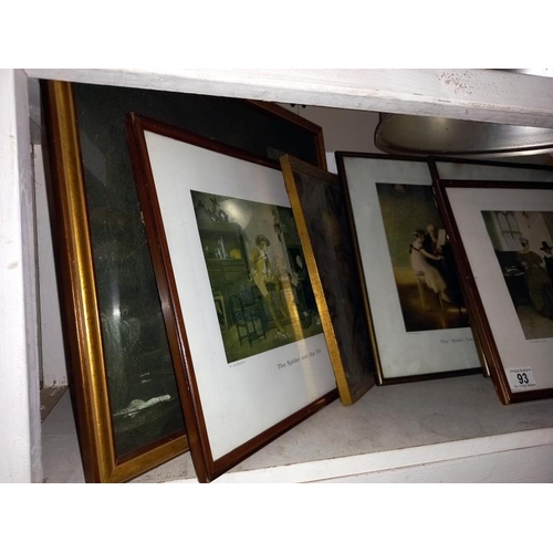 93 - A quantity of framed & glazed pictures & prints