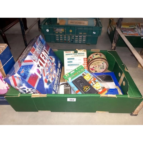 151 - A quantity of miscellaneous electric & board games including Britain's got talent & Sudoku etc