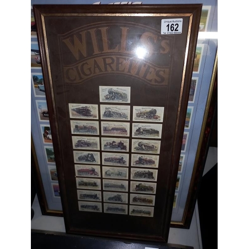 162 - 2 framed sets of collectable cards, classic cars and steam trains