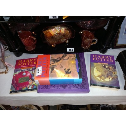 167 - A quantity of Harry Potter books. The Philosophers stone, The Goblet of Fire, The Prisoner of Azkaba... 