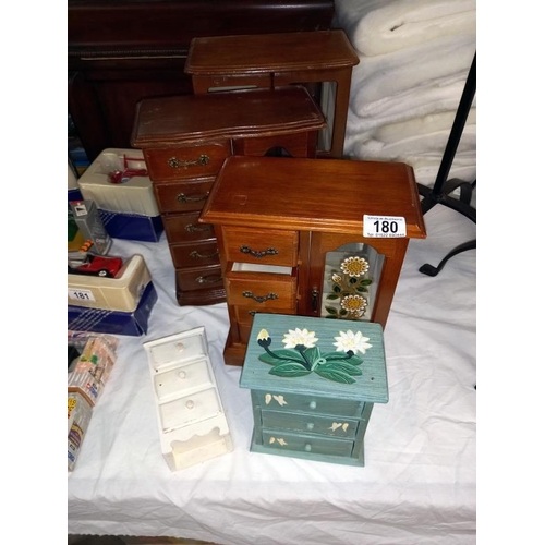 180 - 5 old jewellery boxes.