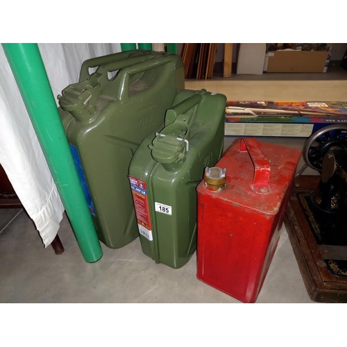 185 - A 10 Litre and 20 Litre metal Jerry cans and a Valor 2 Gallon petrol can.