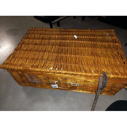 188 - A wicker picnic hamper with contents