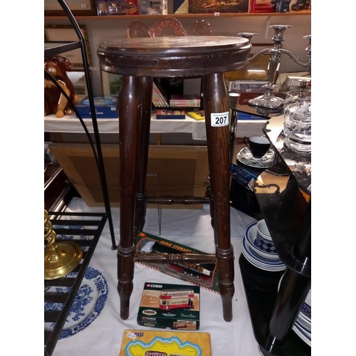 207 - A dark wood stained bar/counter stool COLLECT ONLY