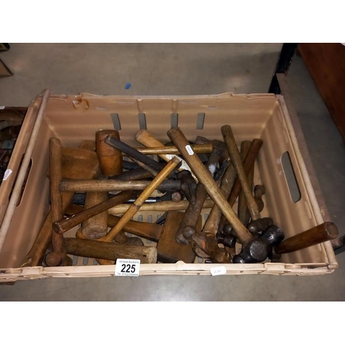 225 - A large selection of hammers.