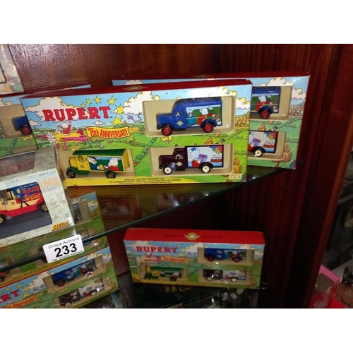 233 - 9 Lledo Rupert 75th anniversary special limited edition sets including Dandy and Beano models