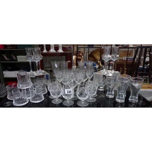 240 - A good selection of drinking glasses. Collect Only.