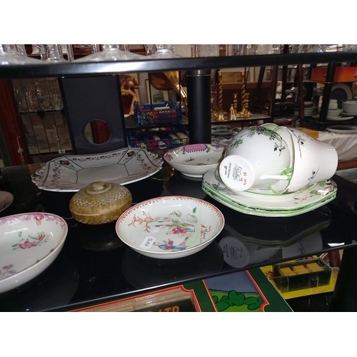 241 - A quantity of Shelley cups, side plates, also Chinese tea cups, saucers and tea pot etc.