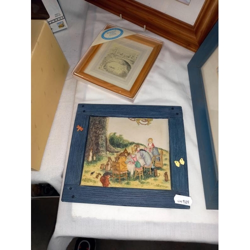 251 - A collection of Winnie the Pooh items including Border fine arts wall plaque, boxed Schylling drum, ... 