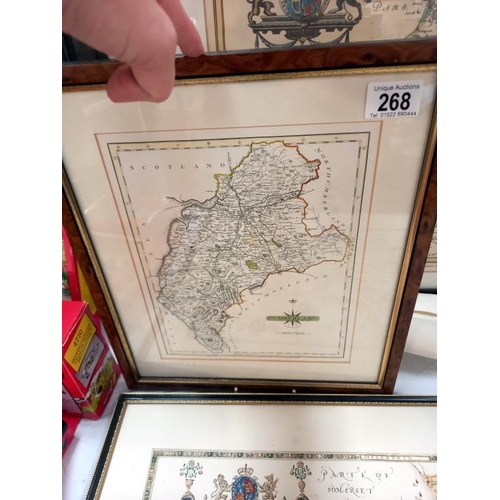 268 - A selection of framed and loose antique style maps.