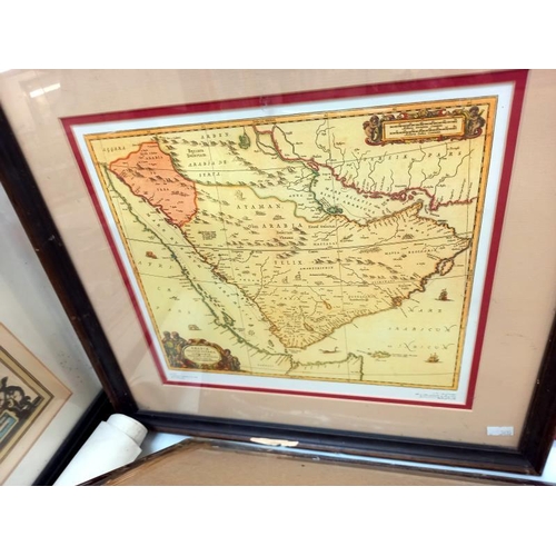 268 - A selection of framed and loose antique style maps.