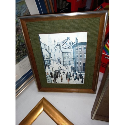 271 - A large gilt framed L S Lowry print and 4 others.