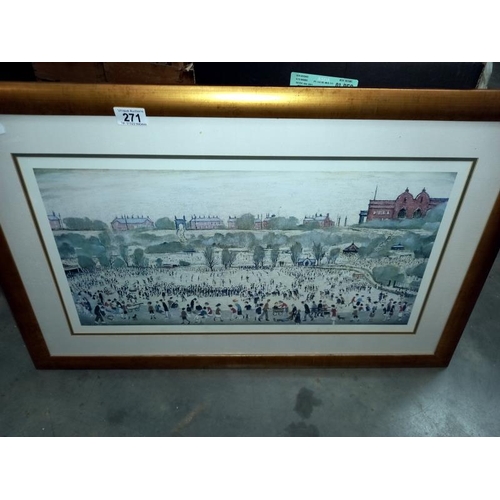 271 - A large gilt framed L S Lowry print and 4 others.