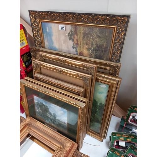 273 - A good selection of Antique style gilt picture frames various sizes.