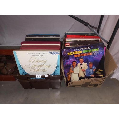 276 - Approximately 30 vinyl record box sets including Mario Lanza, James Last, German music. (2 boxes.)