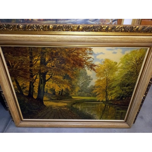 314 - A selection of large gilt framed prints.