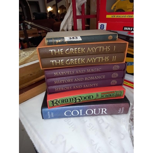 343 - 5 Folio society books including British myths and legends, The Greek myths etc.