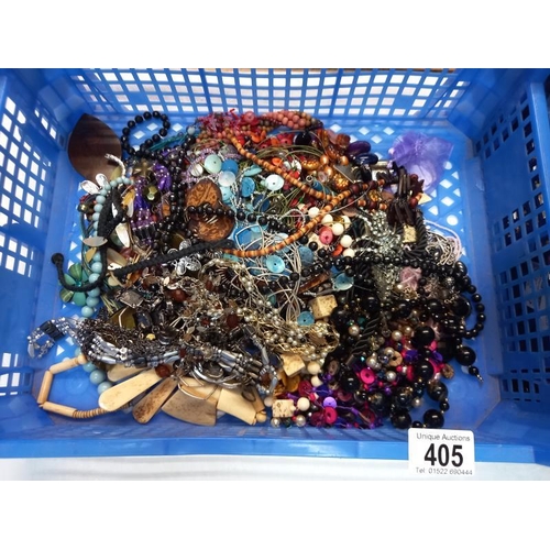 405 - A mixed lot of necklaces and bracelets etc, 2 trays.