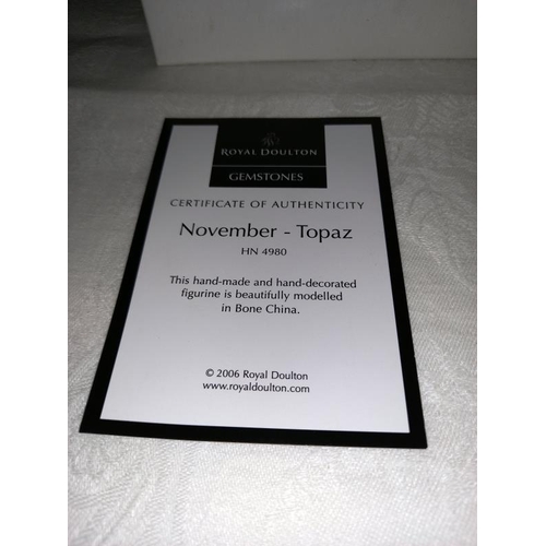 418 - A complete set of 12 boxed Royal Doulton gemstones figures, January through to December.
All in good... 