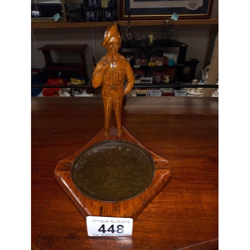 448 - A vintage carved wooden figure of a corporal moulded as an ashtray.